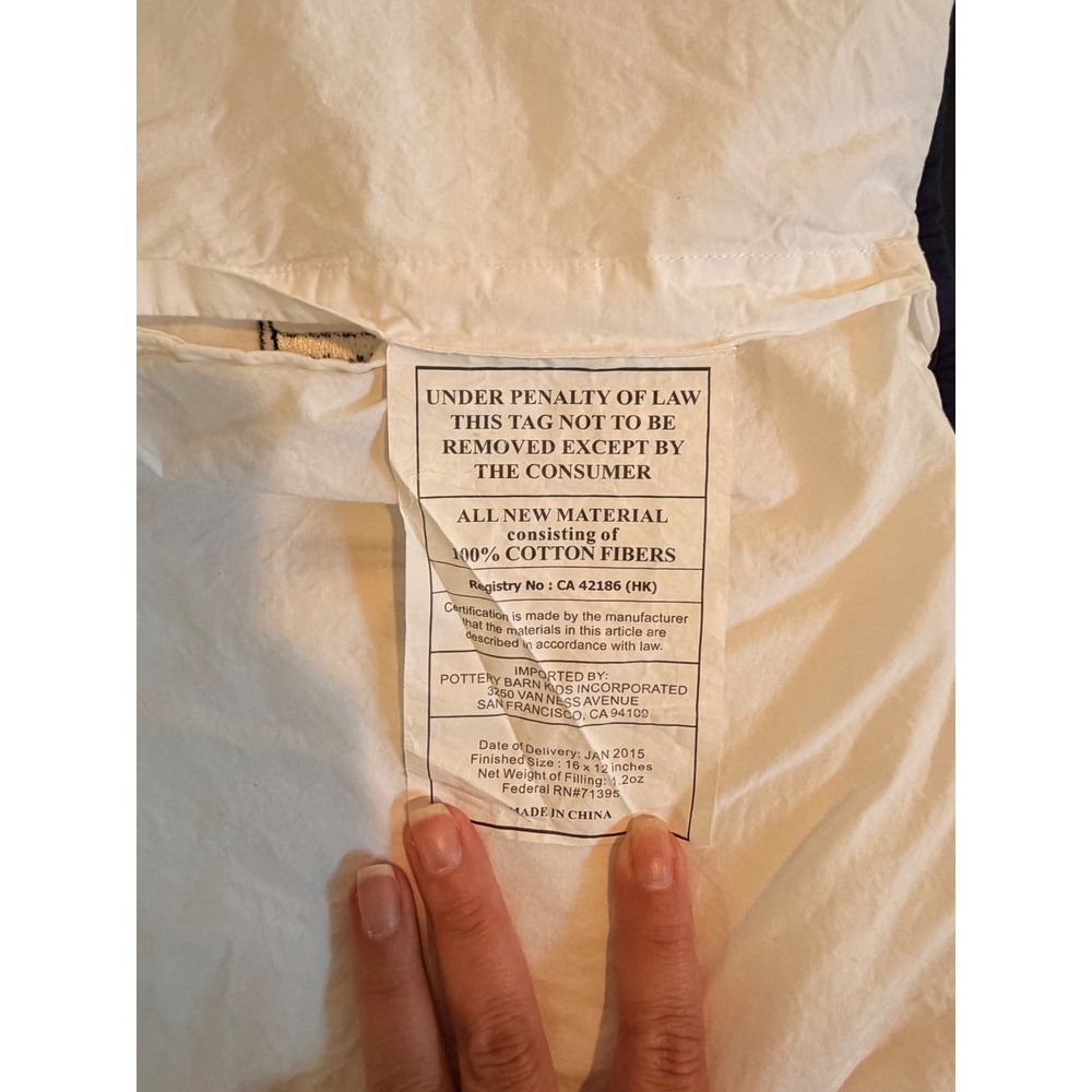 Pottery Barn Kids Navy Grosgrain Monogrammed JDL Quilted Pillow Sham 12x16 White - Picture 6 of 6